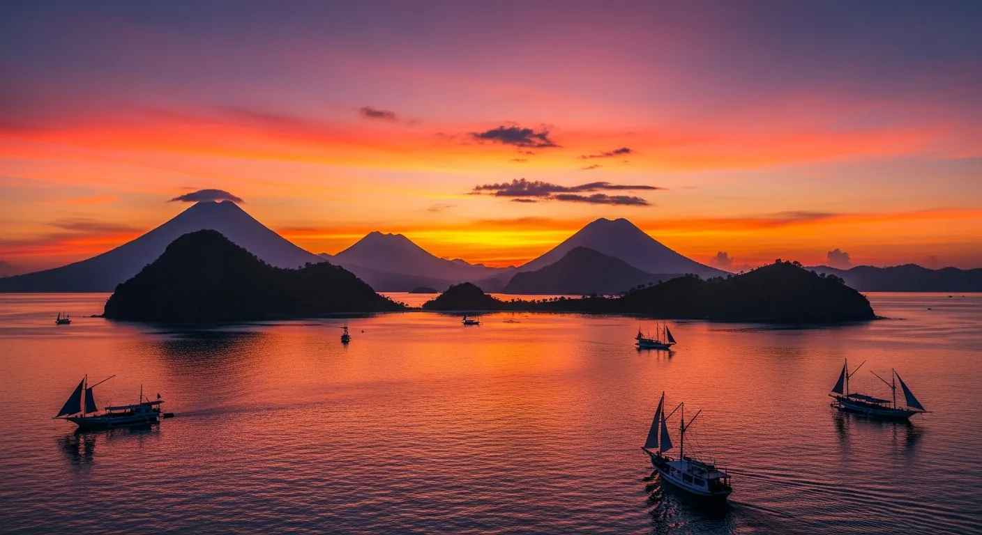 Sunset over the Banda Islands